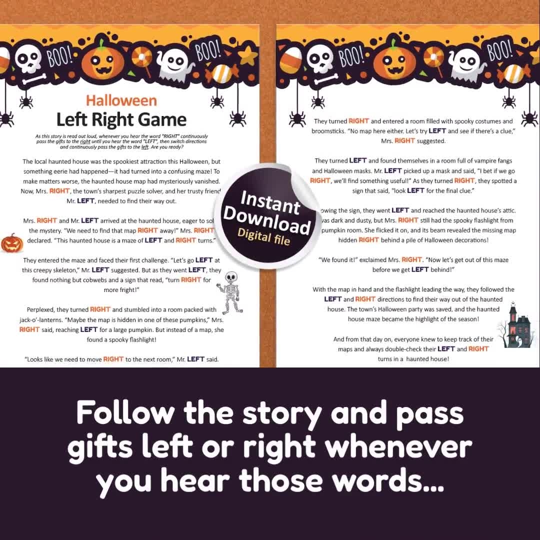 Free Printable Halloween Left Right Game