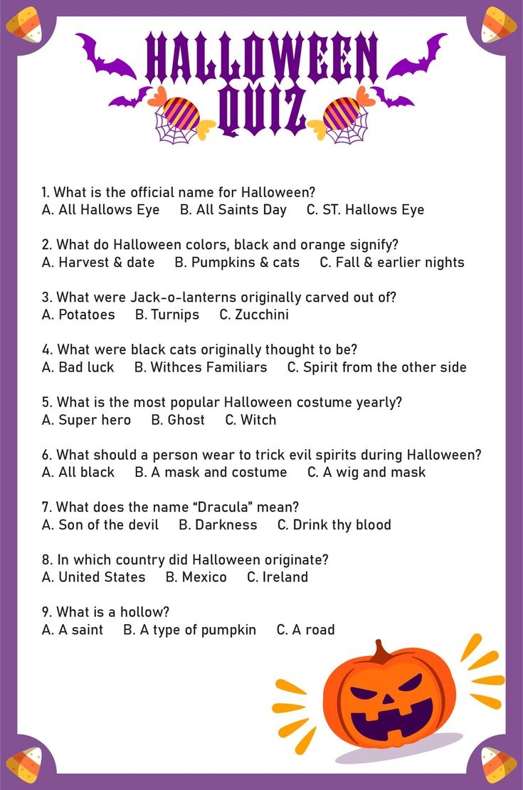 Free Printable Pumpkin Trivia Questions