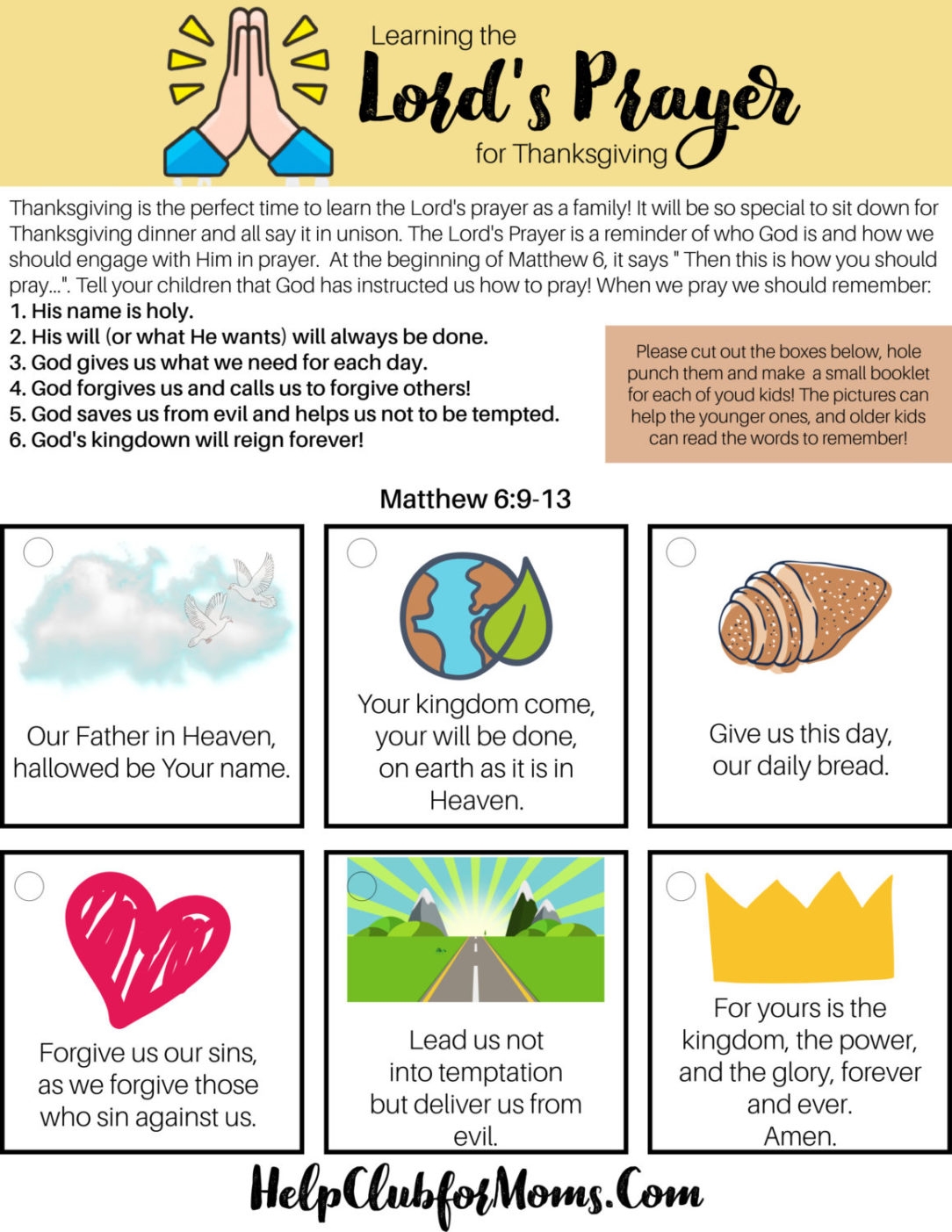 Help Club For Kids Learning The Lord s Prayer For Thanksgiving Help Club For Moms