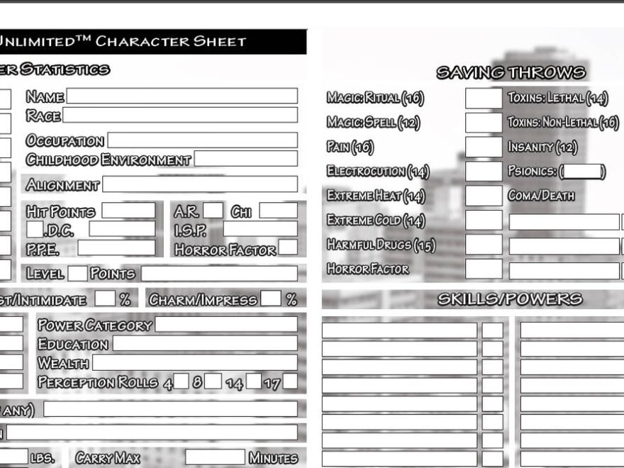 Heroes Unlimited 2022 Character Sheet By MADMANMIKE On DeviantArt