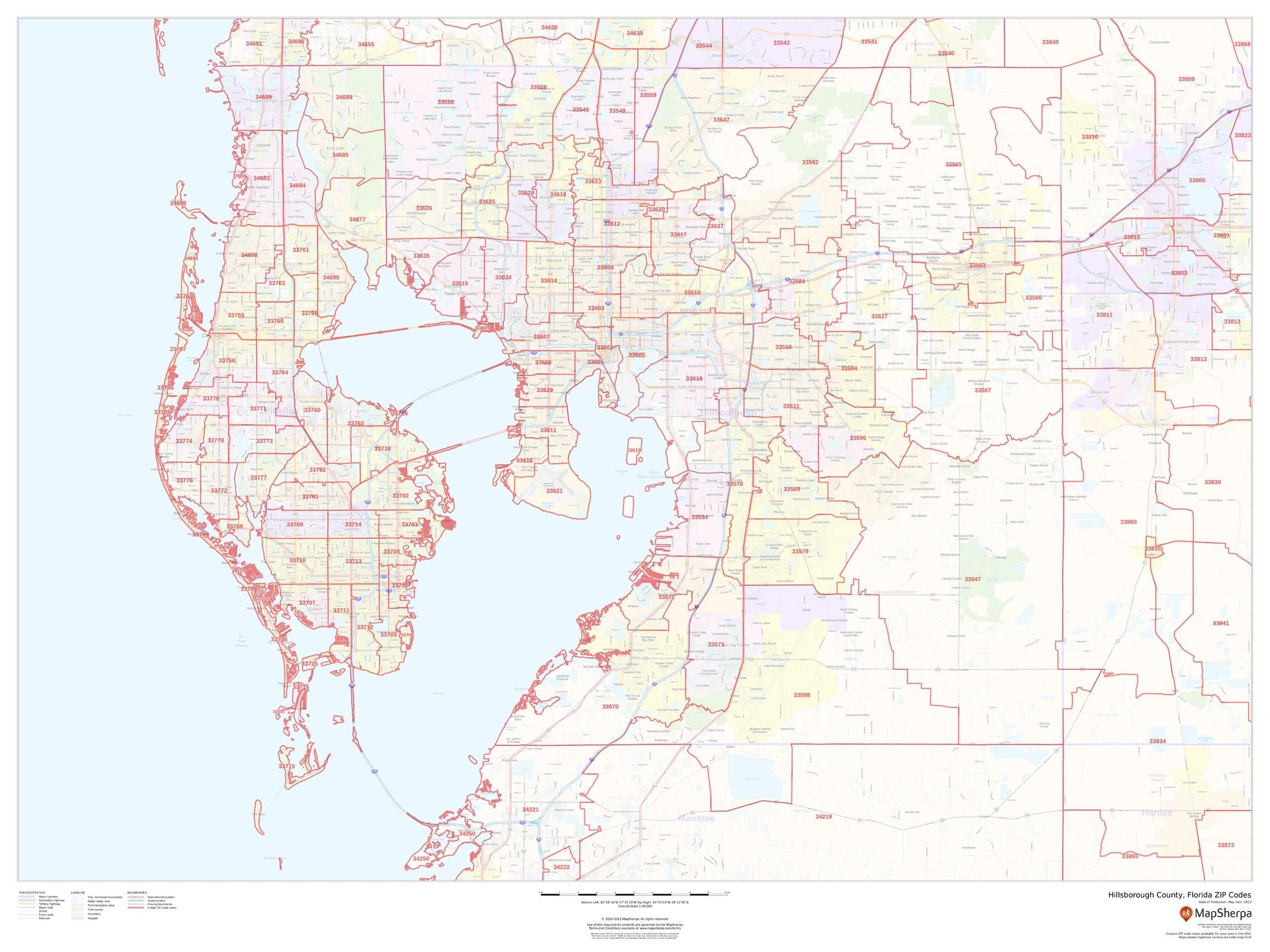 Hillsborough County Florida ZIP Codes Stanfords