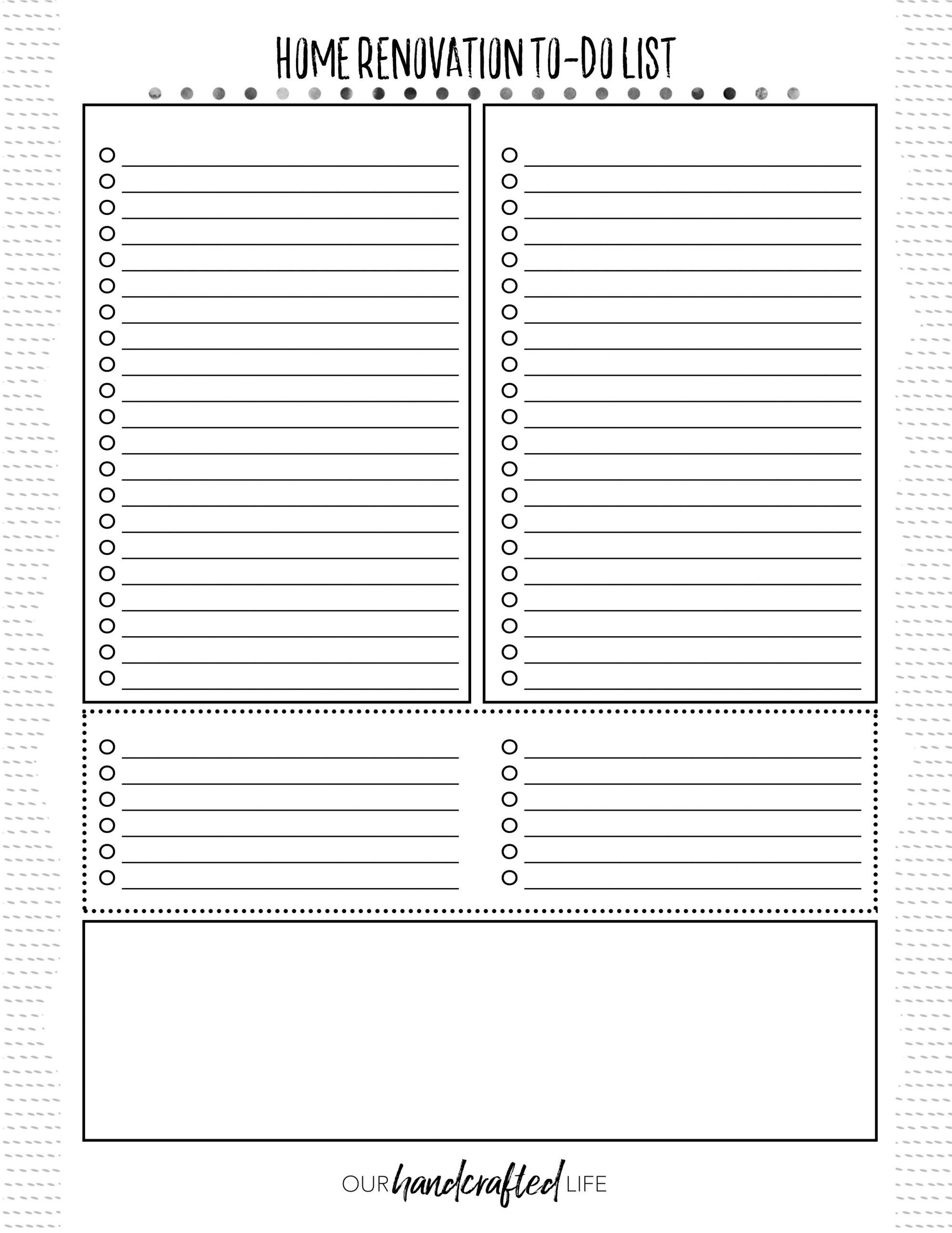 Printable Home Renovation Checklist Template
