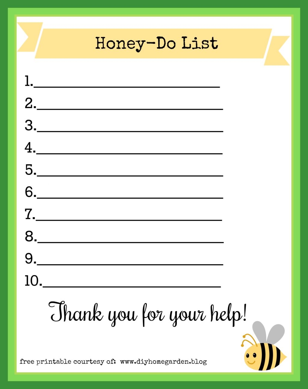 Honey Do List Free Printable