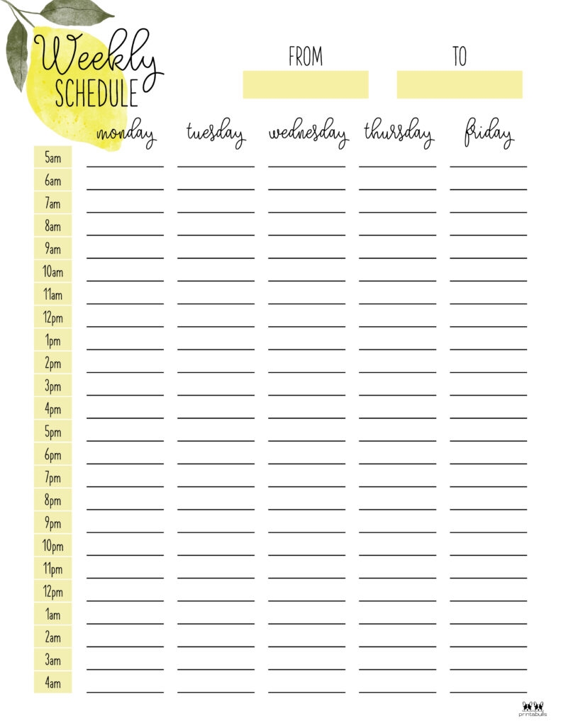 Free Printable 24 Hour Schedule