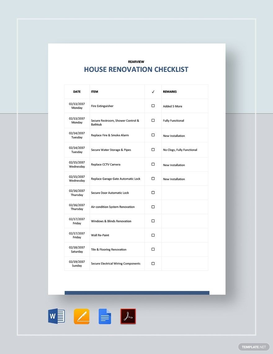 House Renovation Checklist Template In Word Pages PDF Google Docs Download Template