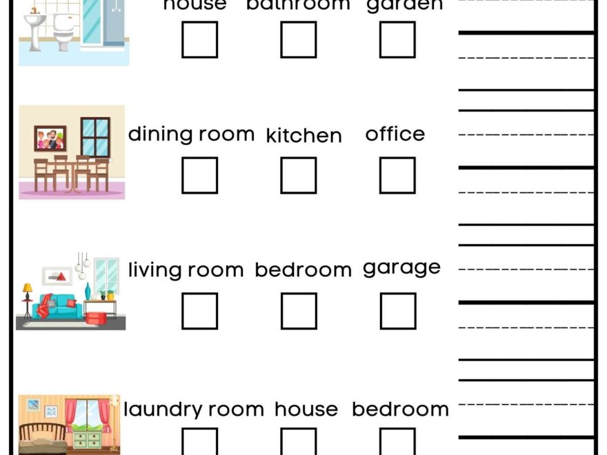House Rooms Vocabulary Read Check And Write Activity For Homeschool K5 And ESL Teachers Free PDF Ezpzlearn