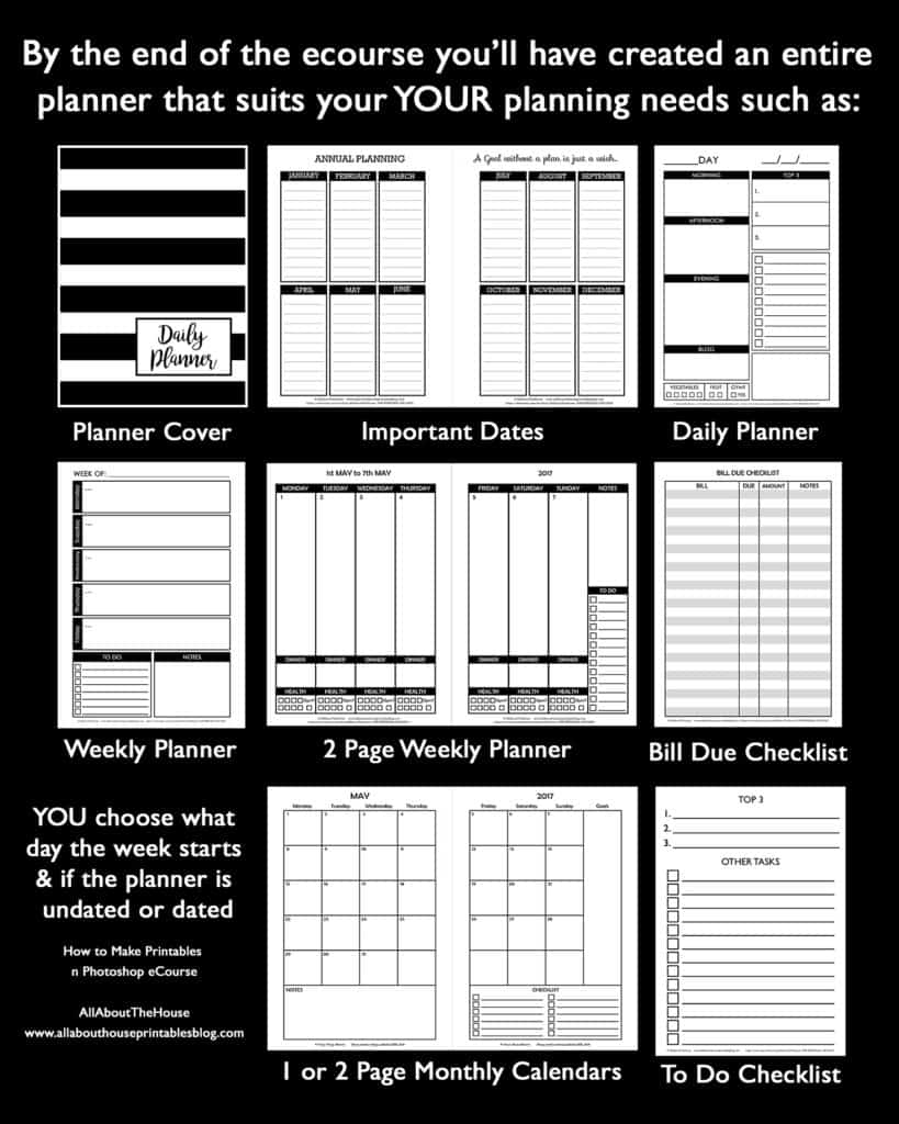 How To Make Printables In Photoshop step By Step Video Tutorials All About Planners