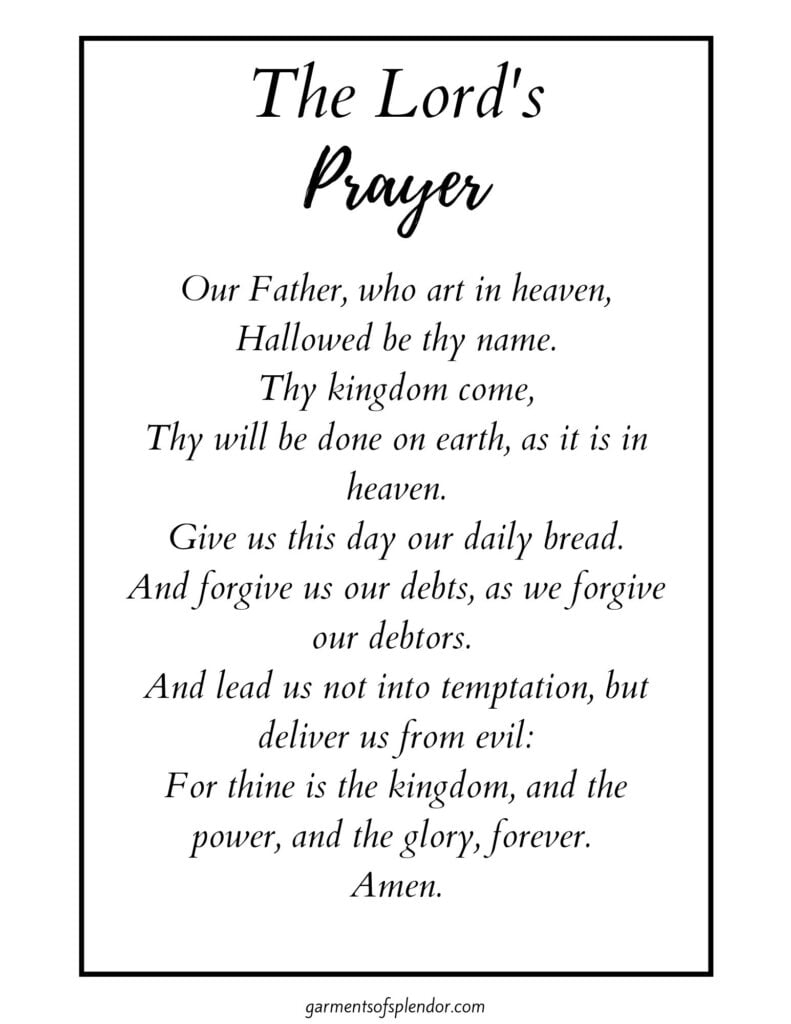 Printable Copy Of LordS Prayer