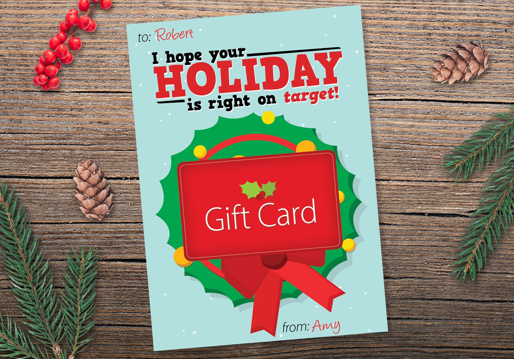 I Hope Your Holiday Is Right On Target Printable Gift Card Holder Thank You Card Instant Download Etsy