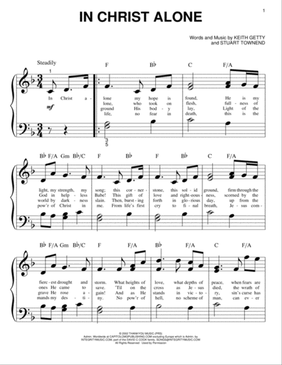 In Christ Alone By Keith And Kristyn Getty Easy Piano Digital Sheet Music Sheet Music Plus