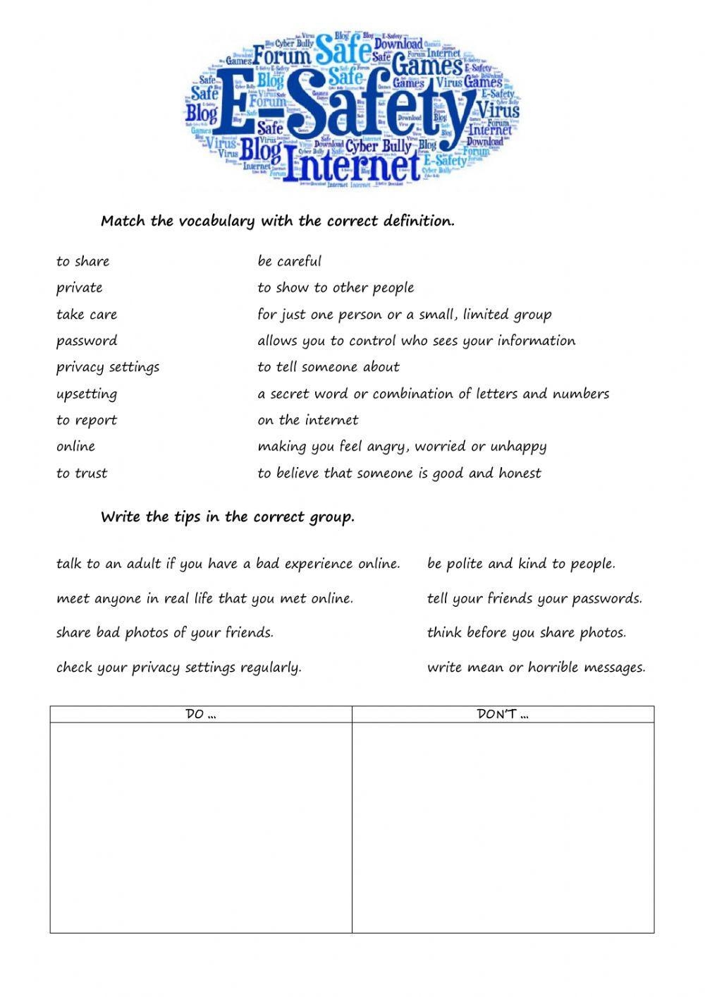 Internet Safety Worksheets For Elementary Students Engaging Activities For Online Security