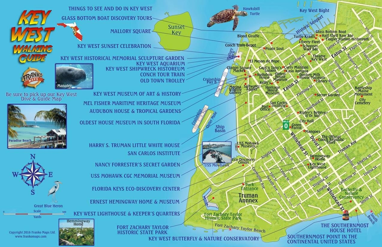 Key West Florida Walking Guide Card Franko Maps Ltd 9781601905185 Amazon Books