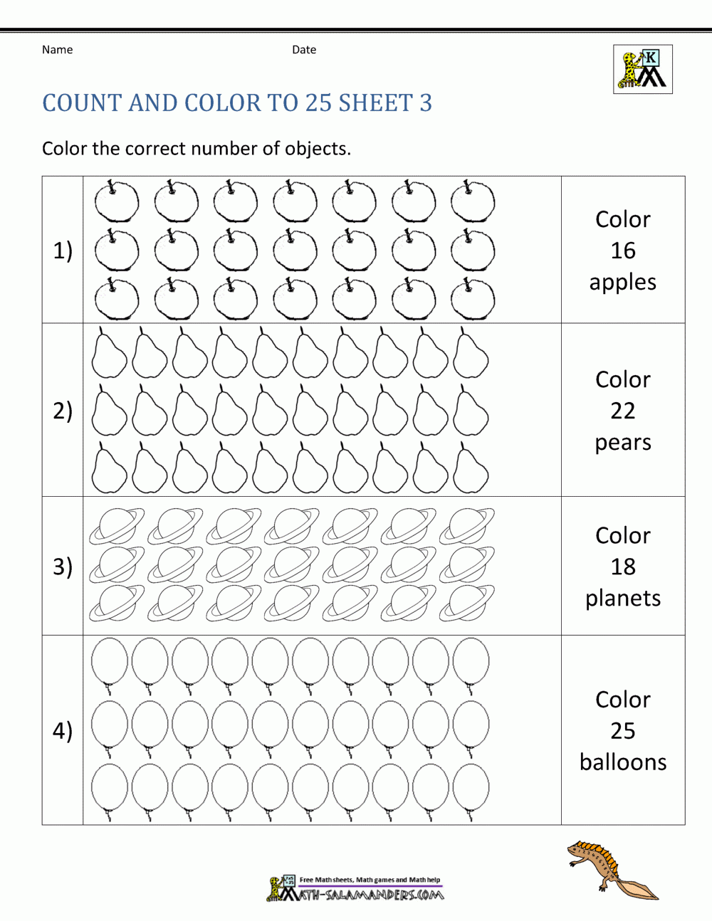 Kindergarten Counting Worksheets