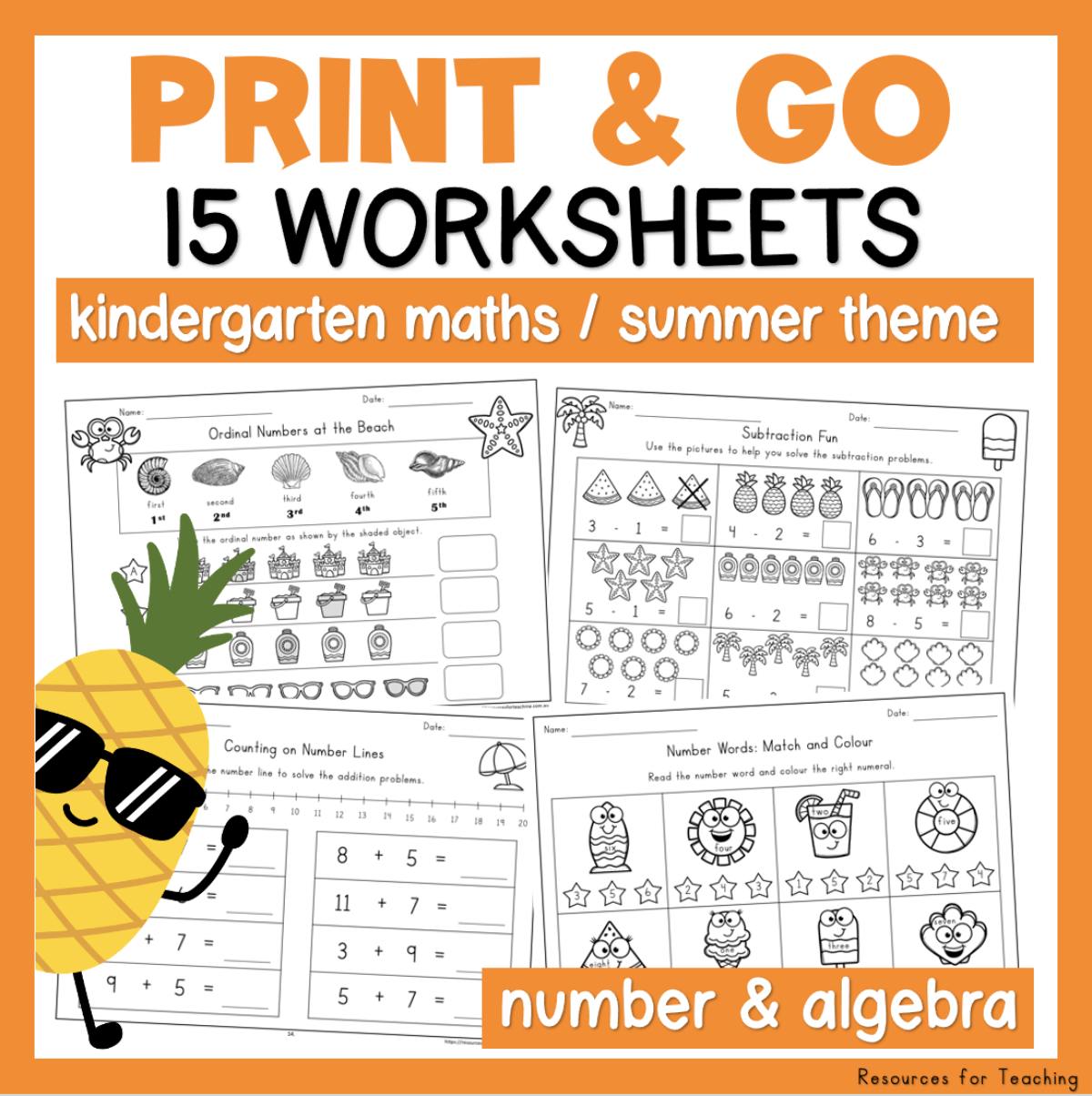 Kindergarten No Prep Math Worksheets Resources For Teaching Australia