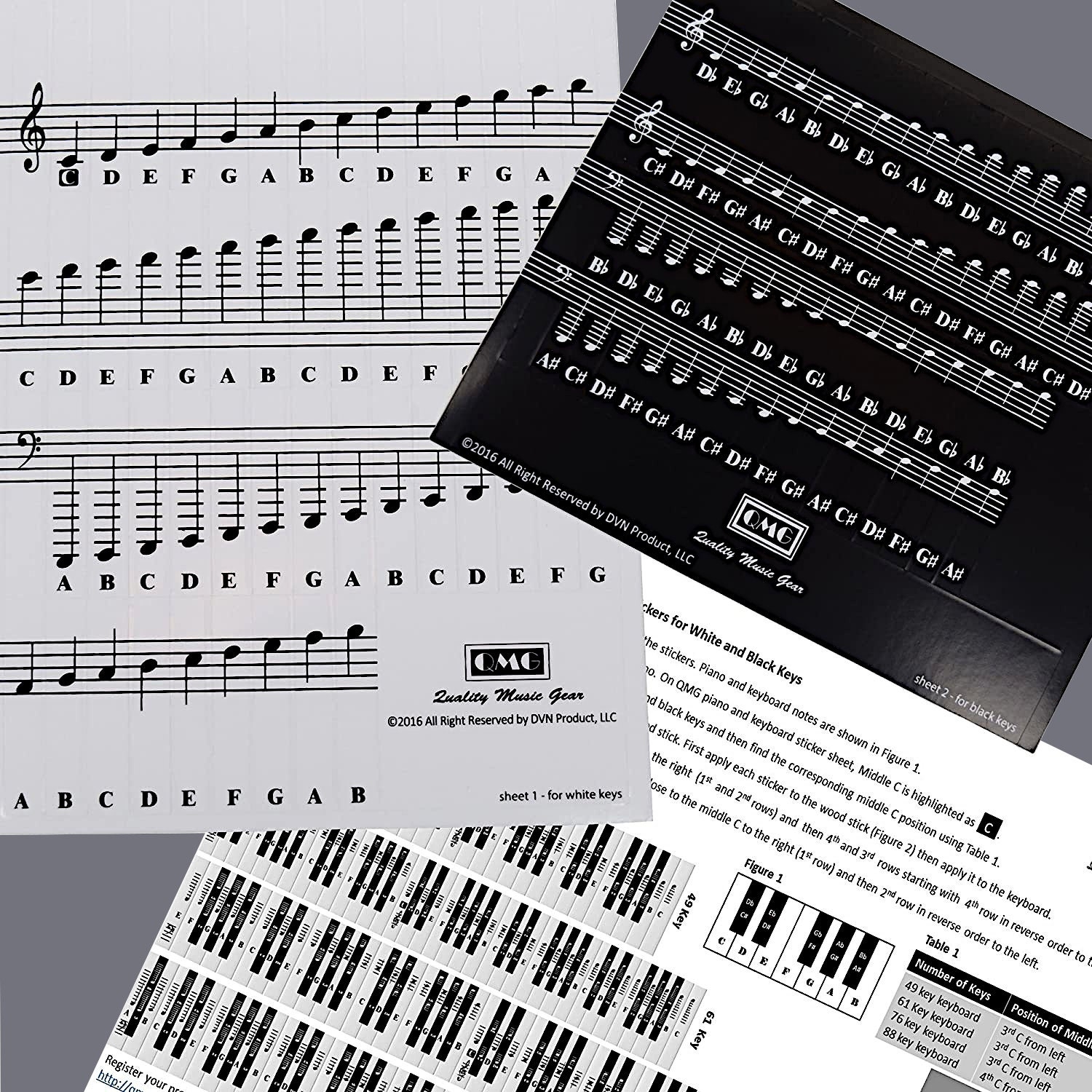 Klavier Und Keyboard Music Note Full Set Aufkleber F r Wei e Und Schwarze Tasten Transparent Und Abnehmbar Etsy de
