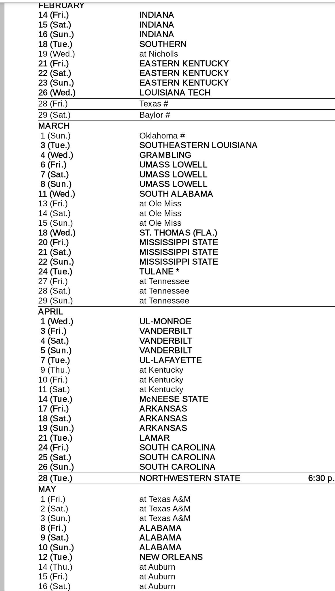 Printable Lsu Baseball Schedule 2025