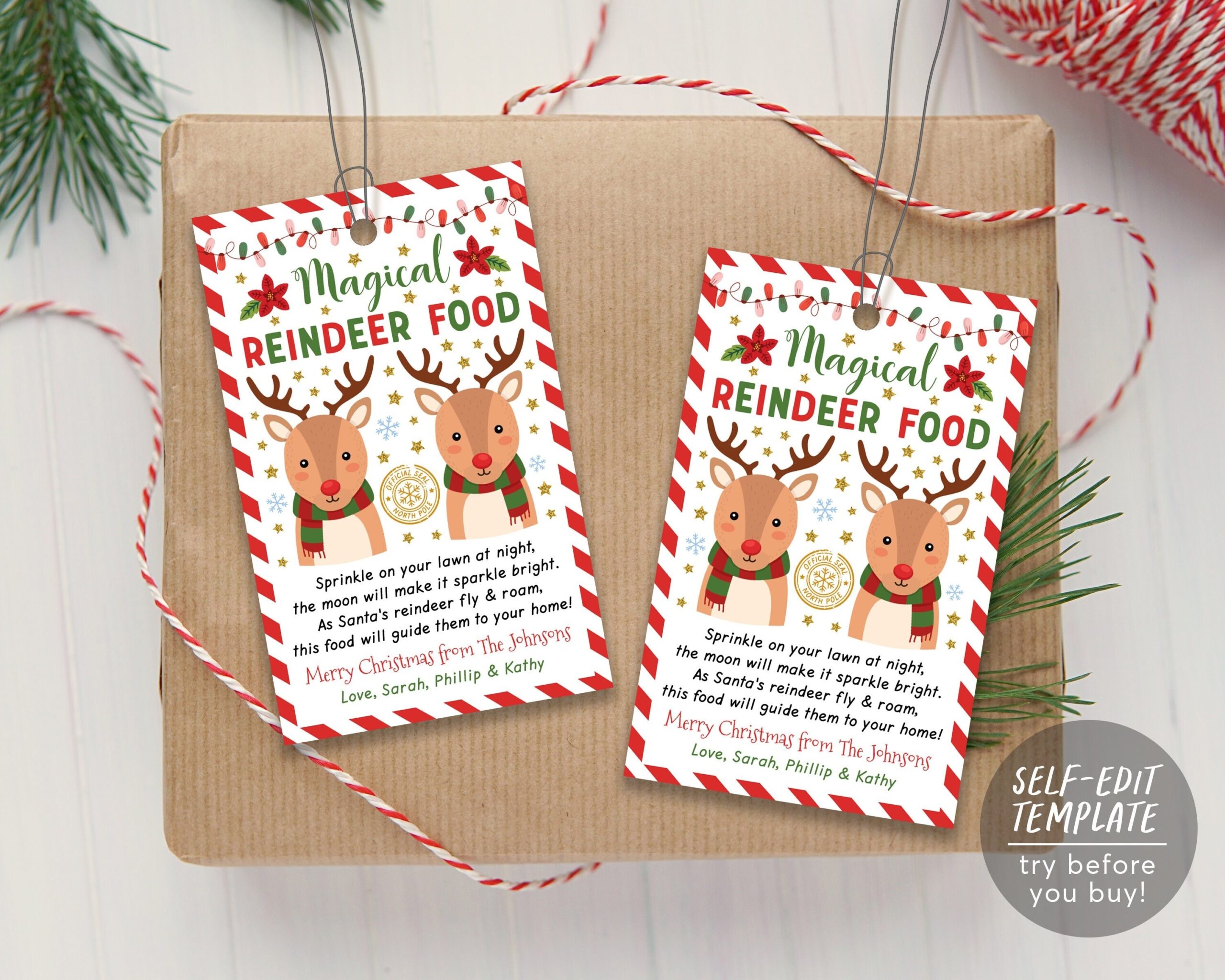 Magical Reindeer Food Tag Editable Template Christmas Magic Reindeer Favor Bag Food Tags Labels Printable Christmas Eve Traditions Box Etsy UK