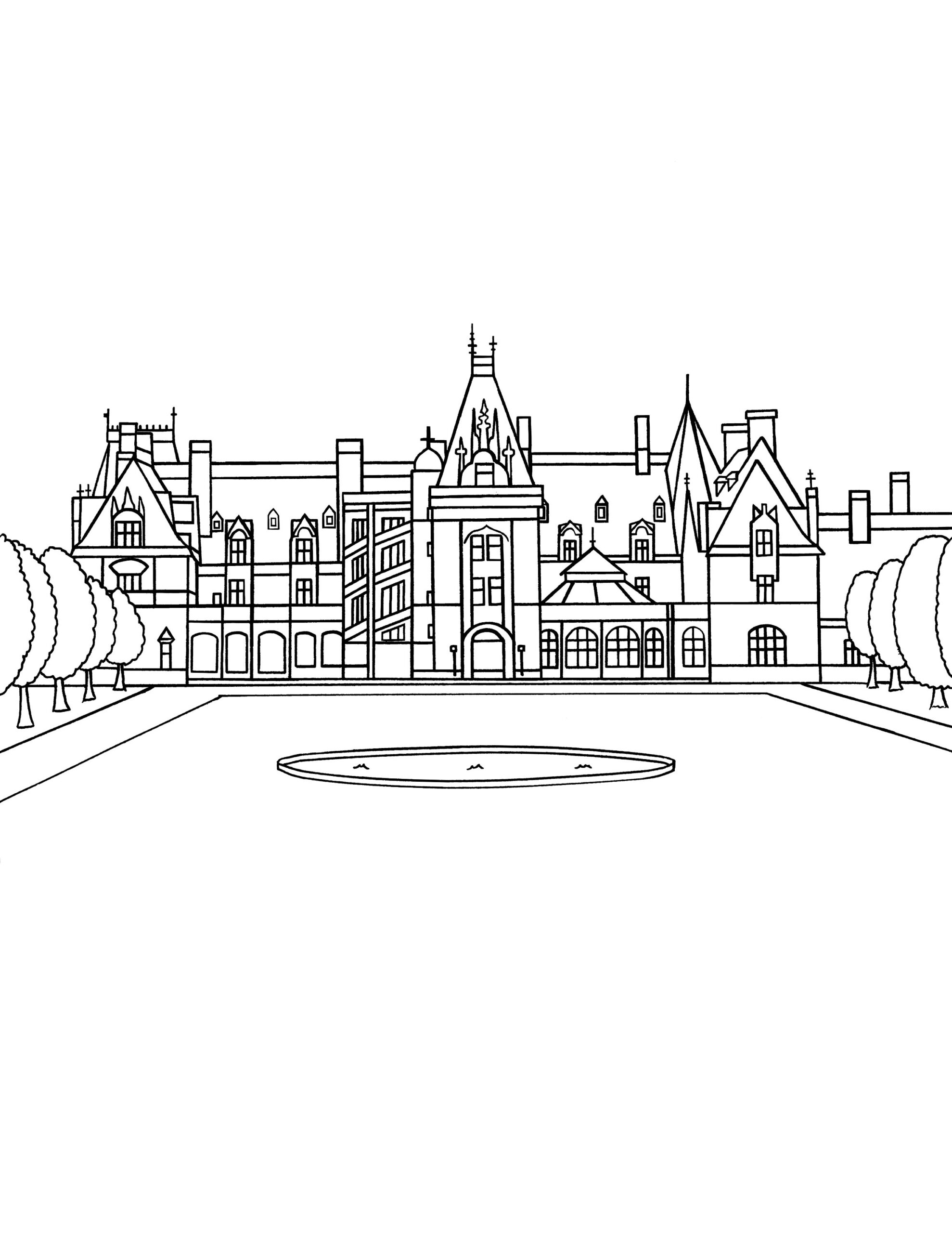 Mansion Childrens Coloring Page Castle Coloring Page Biltmore Coloring Page North Carolina Coloring Page Digital Download Coloring Page Etsy Canada