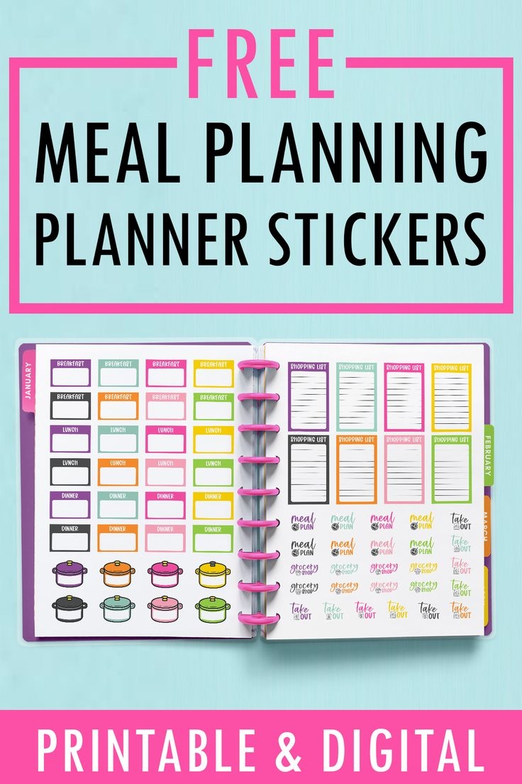 Meal Planning Stickers Free Printable Digital Menu Planning Stickers