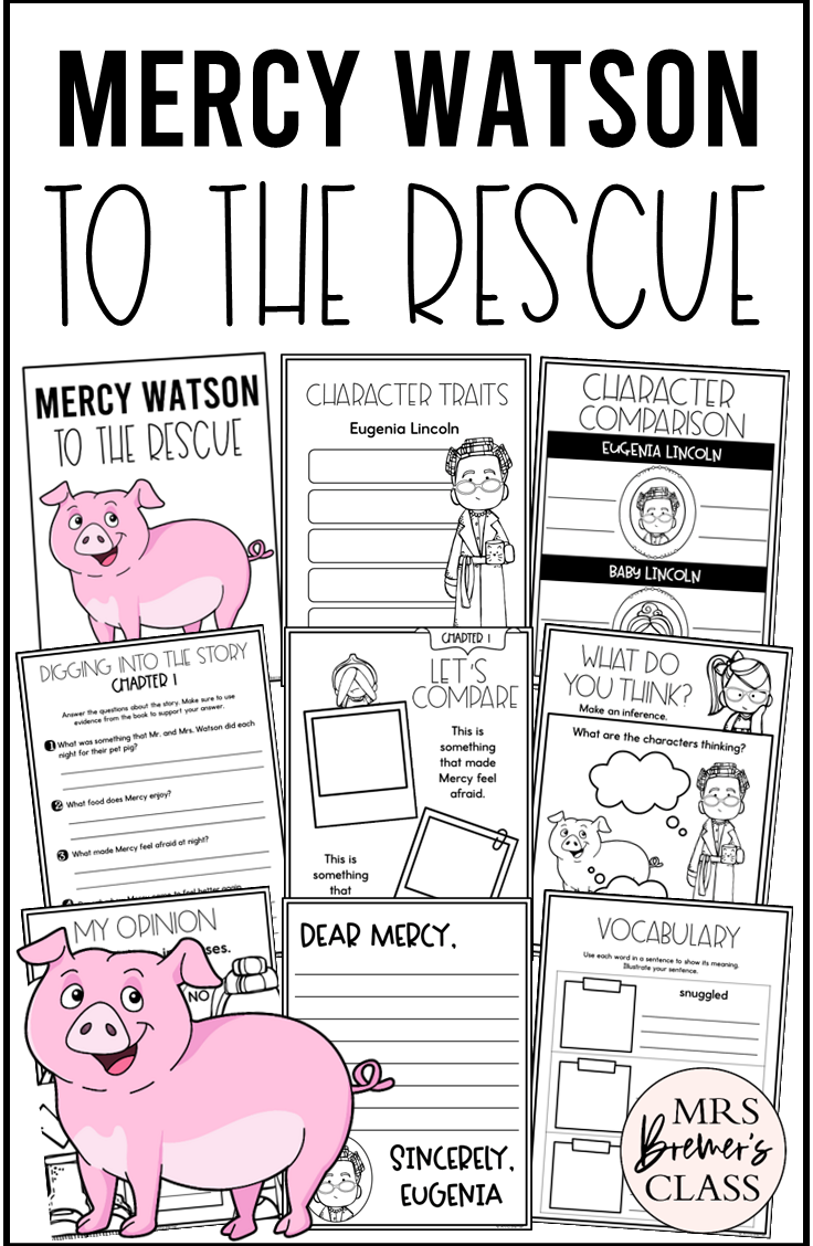 Mercy Watson To The Rescue Novel Study Book Activities Mrs Bremer s Class