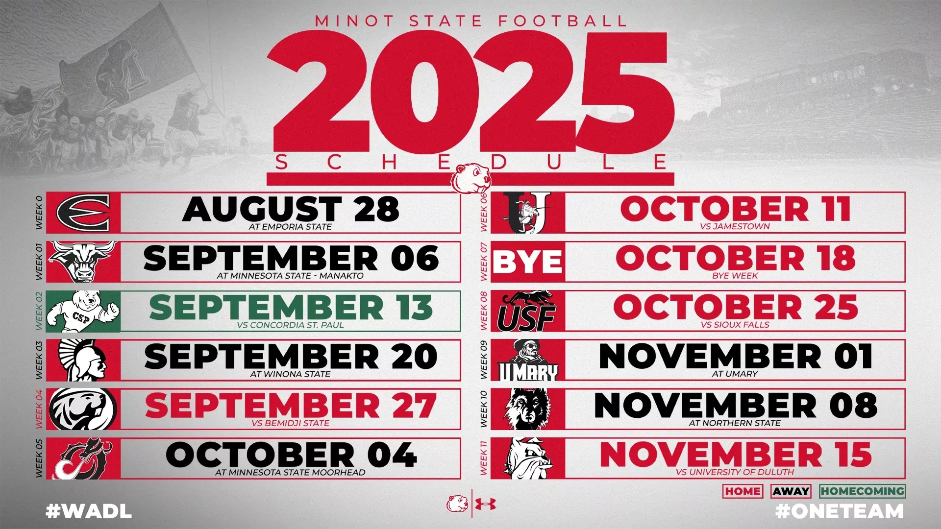 Minot State Football Announces 2025 Schedule Opens At Emporia State On August 28 MSU Athletics