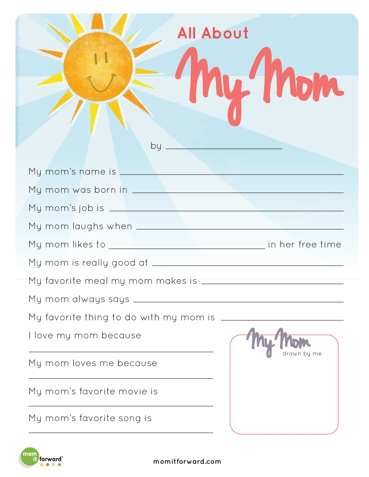 All About My Mom Printable