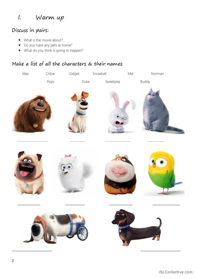 Movie The Secret Life Of Pets English ESL Worksheets Pdf Doc