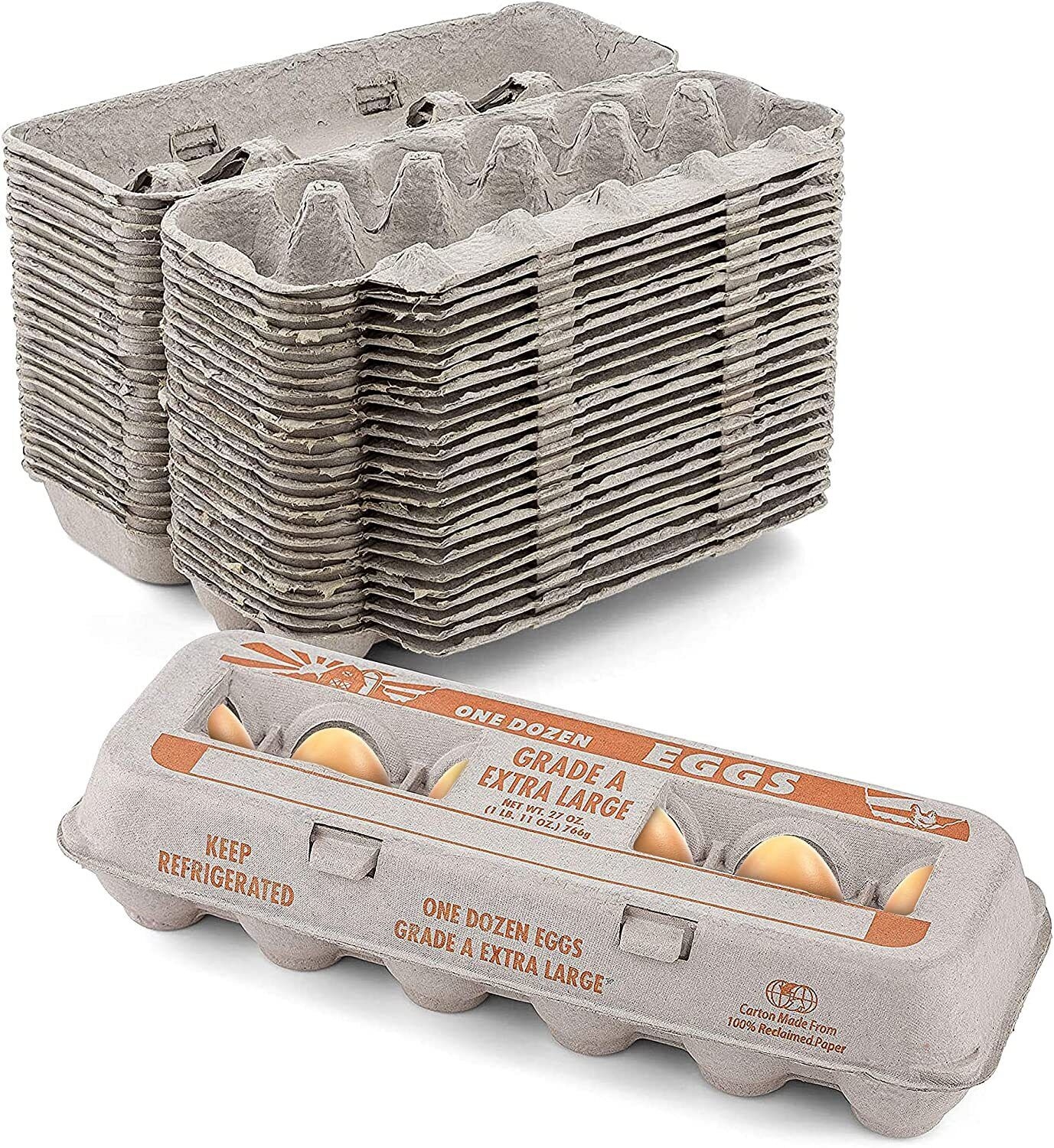 MT Products Printed XL Pulp Paper Egg Cartons Hold Eggs 12 Count 25 Pieces 