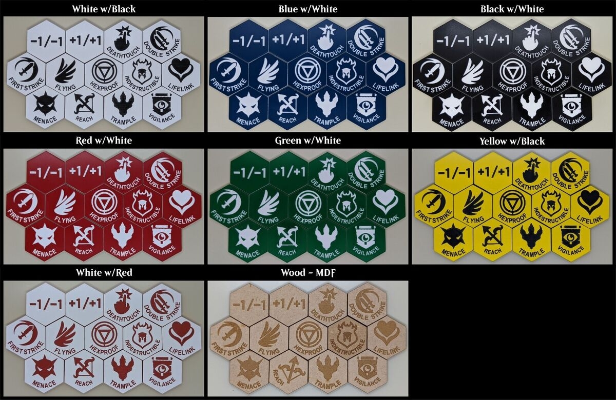MtG Counters 13 Pieces Plastic Or Wood Laser Engraved EBay