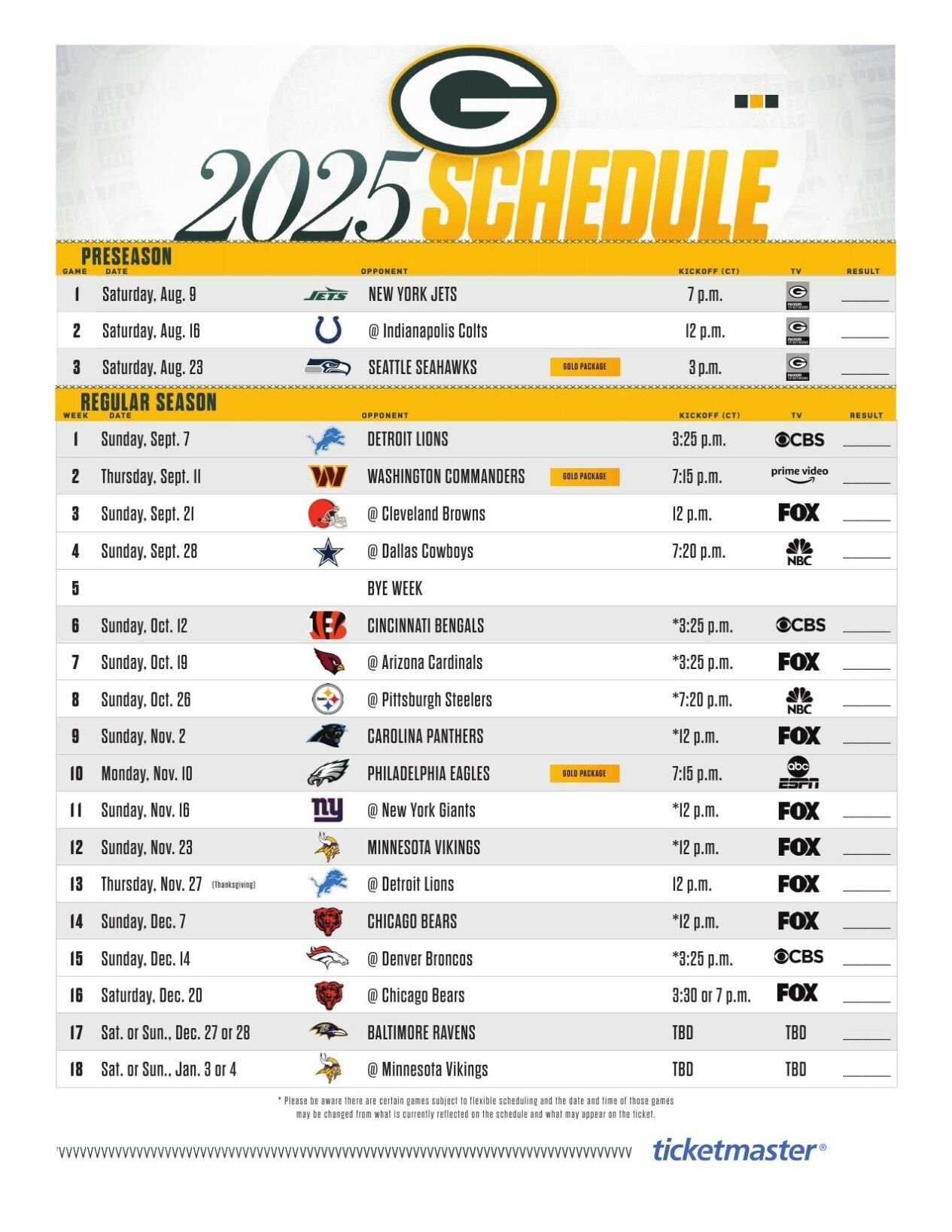Monday Night Football Schedule 2025 Printable