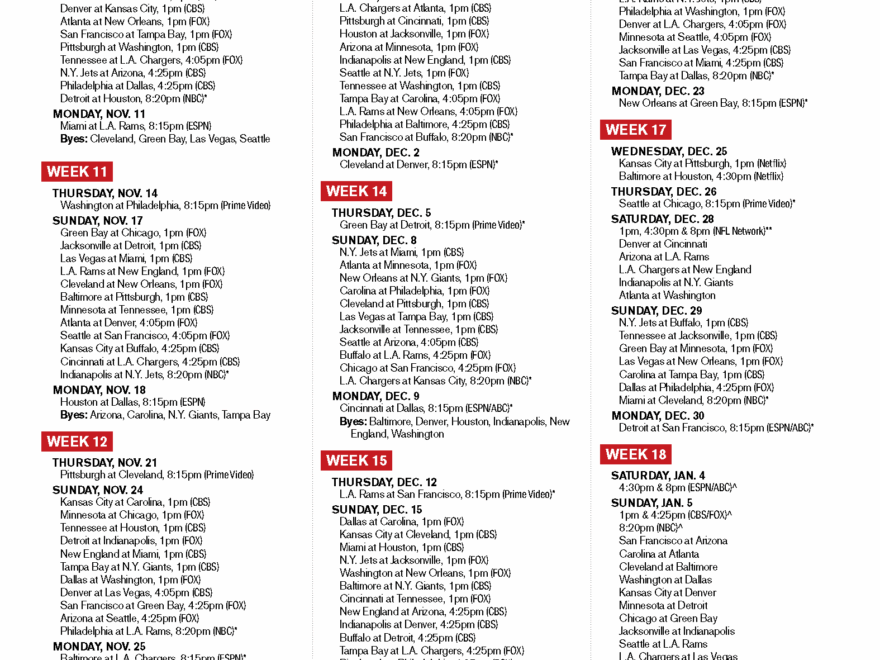 NFL Schedule The Franchise Sports Bar And Grill