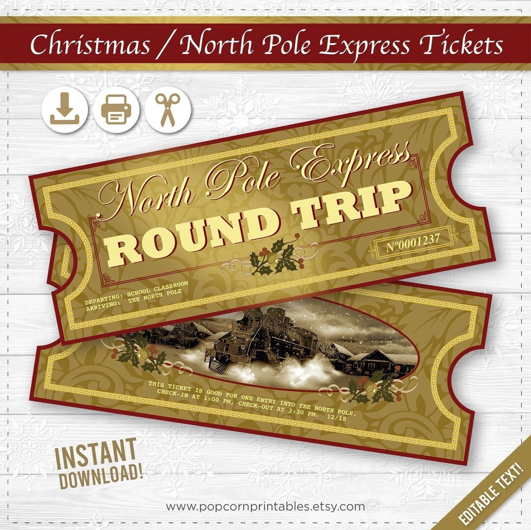 North Pole Express Tickets Voll Bearbeitbar Sofortiger Download PDF Datei Schulparty 2 Seiten Weihnachten Printable All Aboard Etsy de