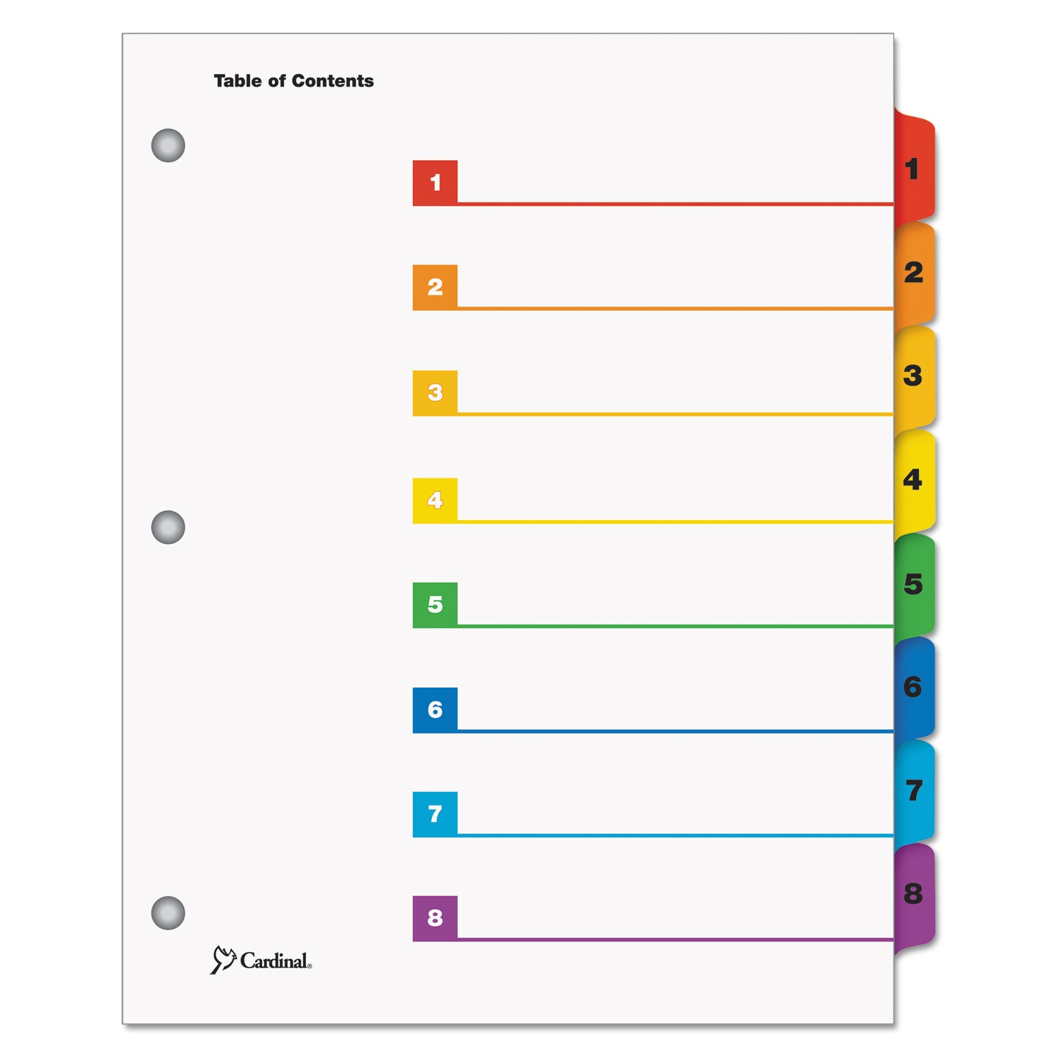 OneStep Printable Table Of Contents And Dividers 8 Tab 1 To 8 11 X 8 5 White Assorted Tabs 1 Set Mastersupplyonline