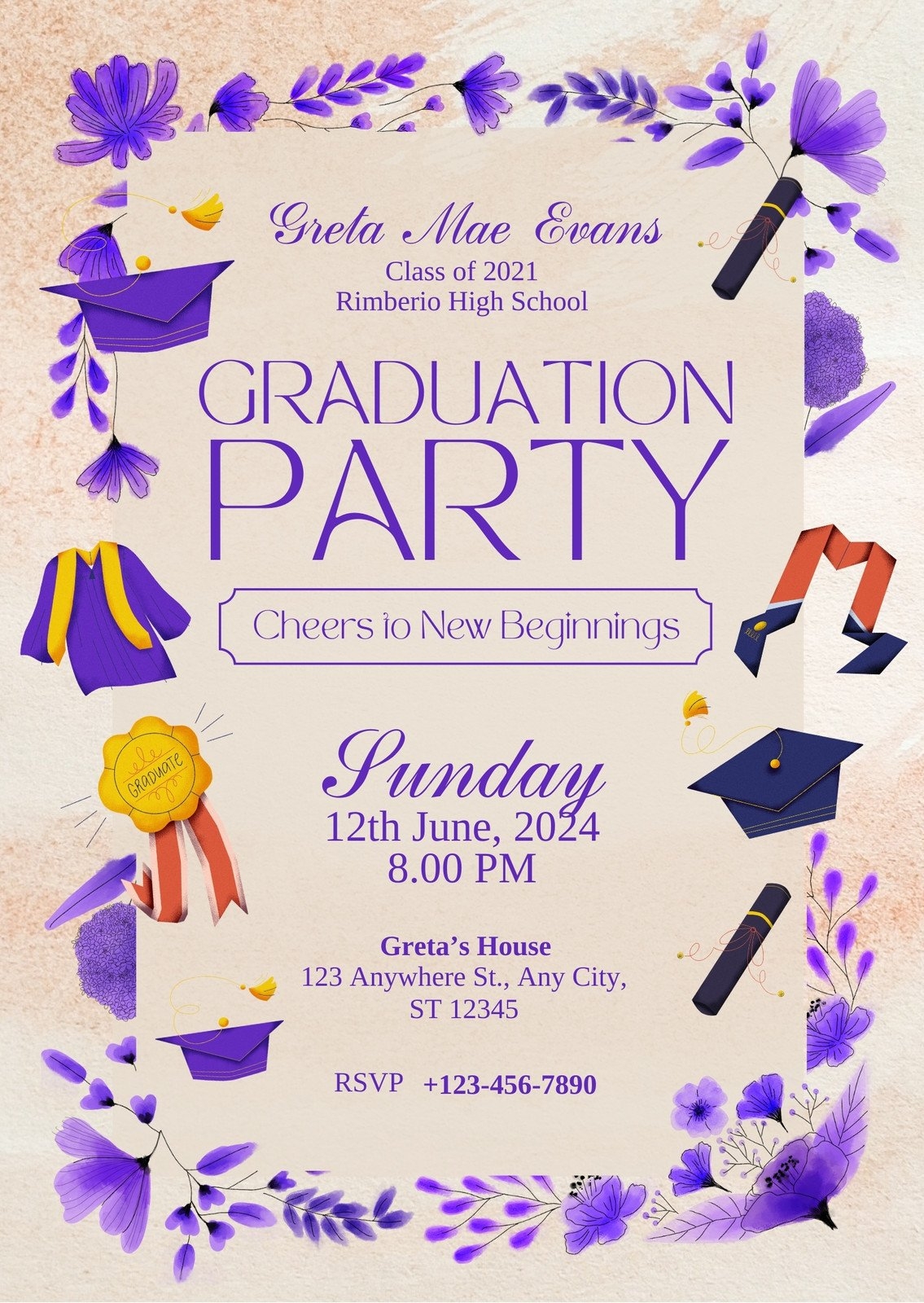 Page 3 Free Custom Printable Graduation Invitation Templates Canva