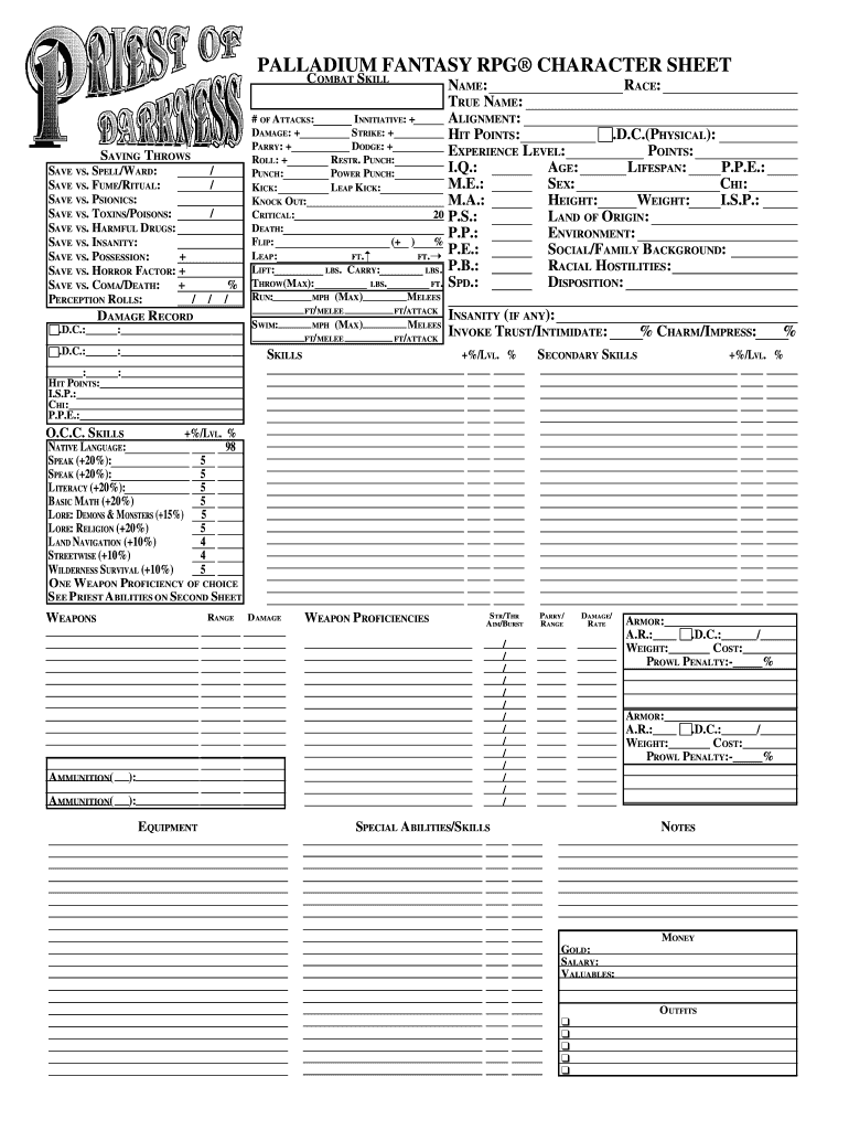 Palladium Character Sheet Fill Out Sign Online DocHub