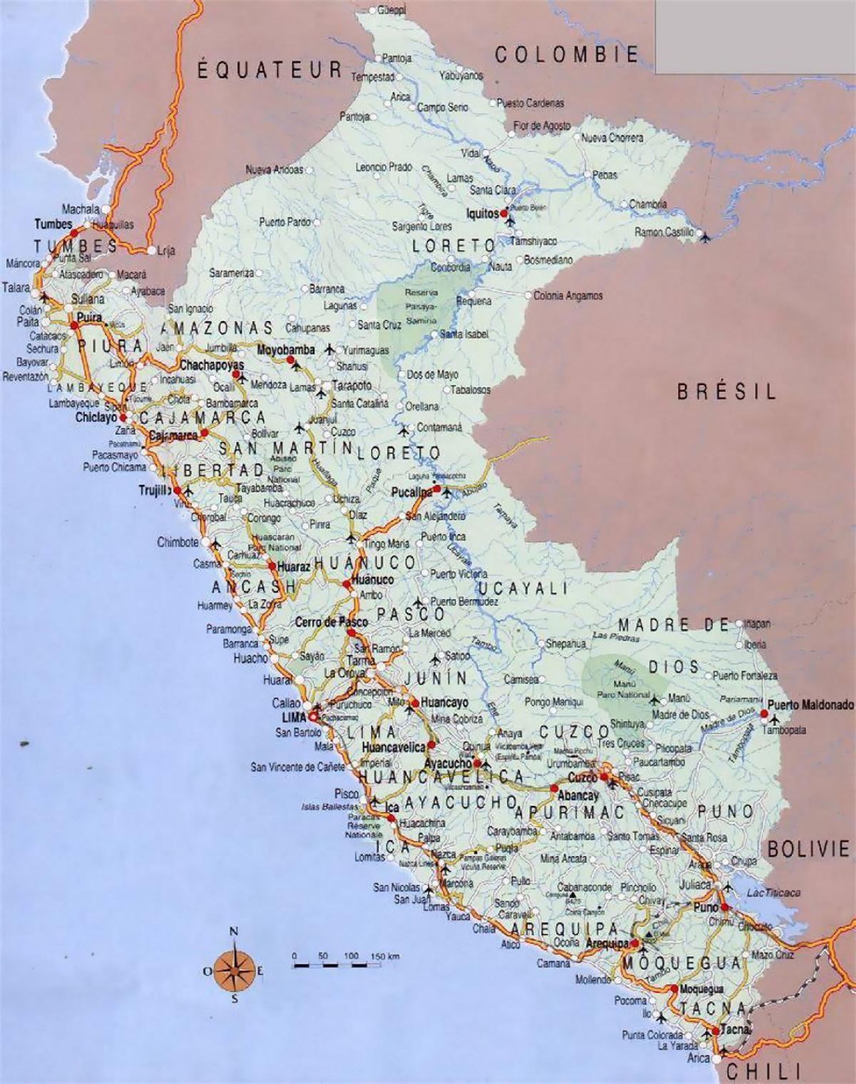 Peru Cities Map Map Of Peru Cities South America Americas 