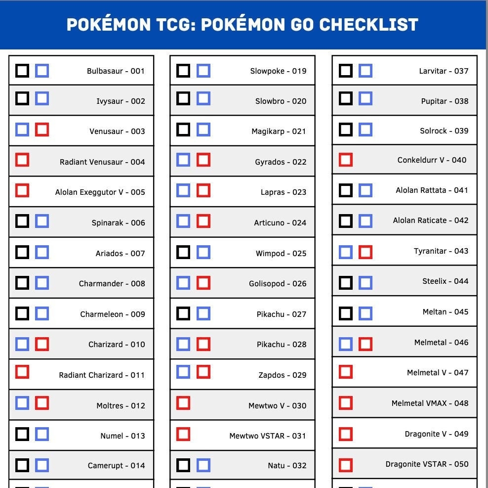 Pokemon Go Printable Checklist To Gen 4