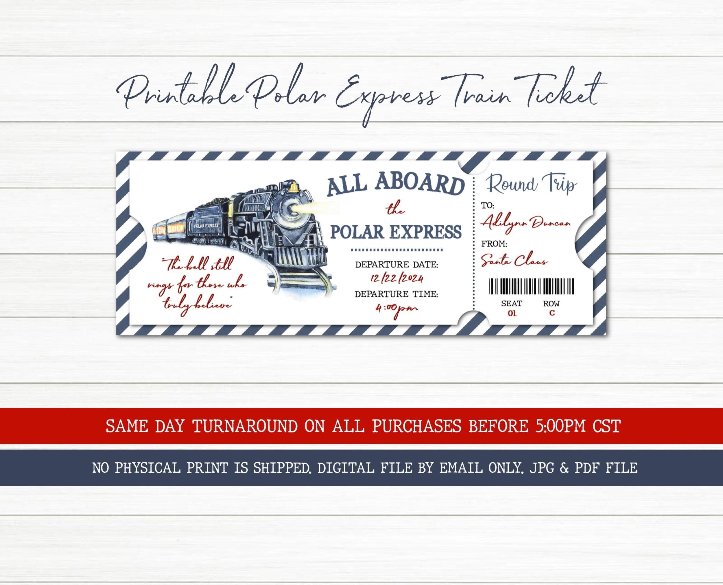 Printable Polar Express Tickets Boarding Passes