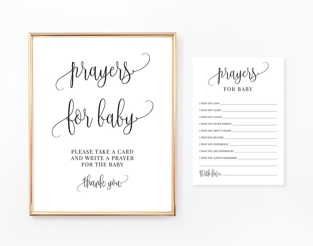 Prayers For Baby Sign And Cards Printable Game Well Wishes For Baby Baby Shower Activities Minimalist Modern BA030 Etsy