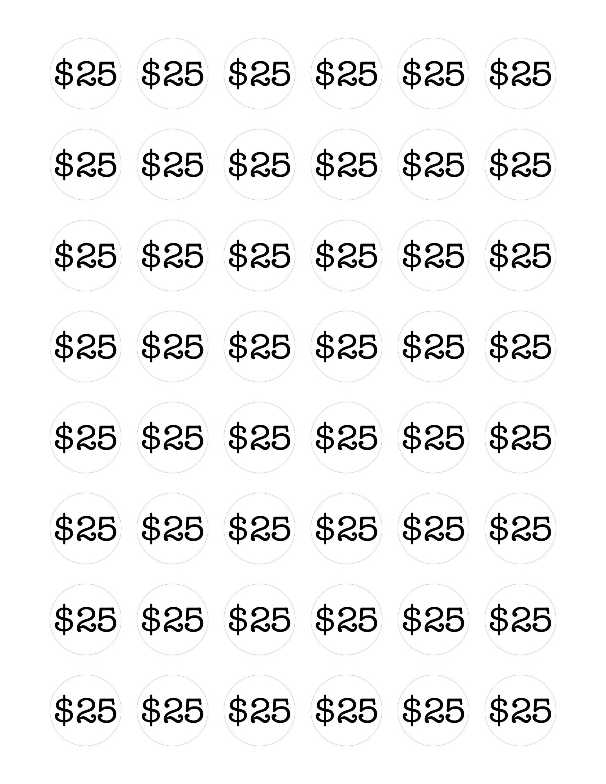 Printable Yard Sale Price Tags