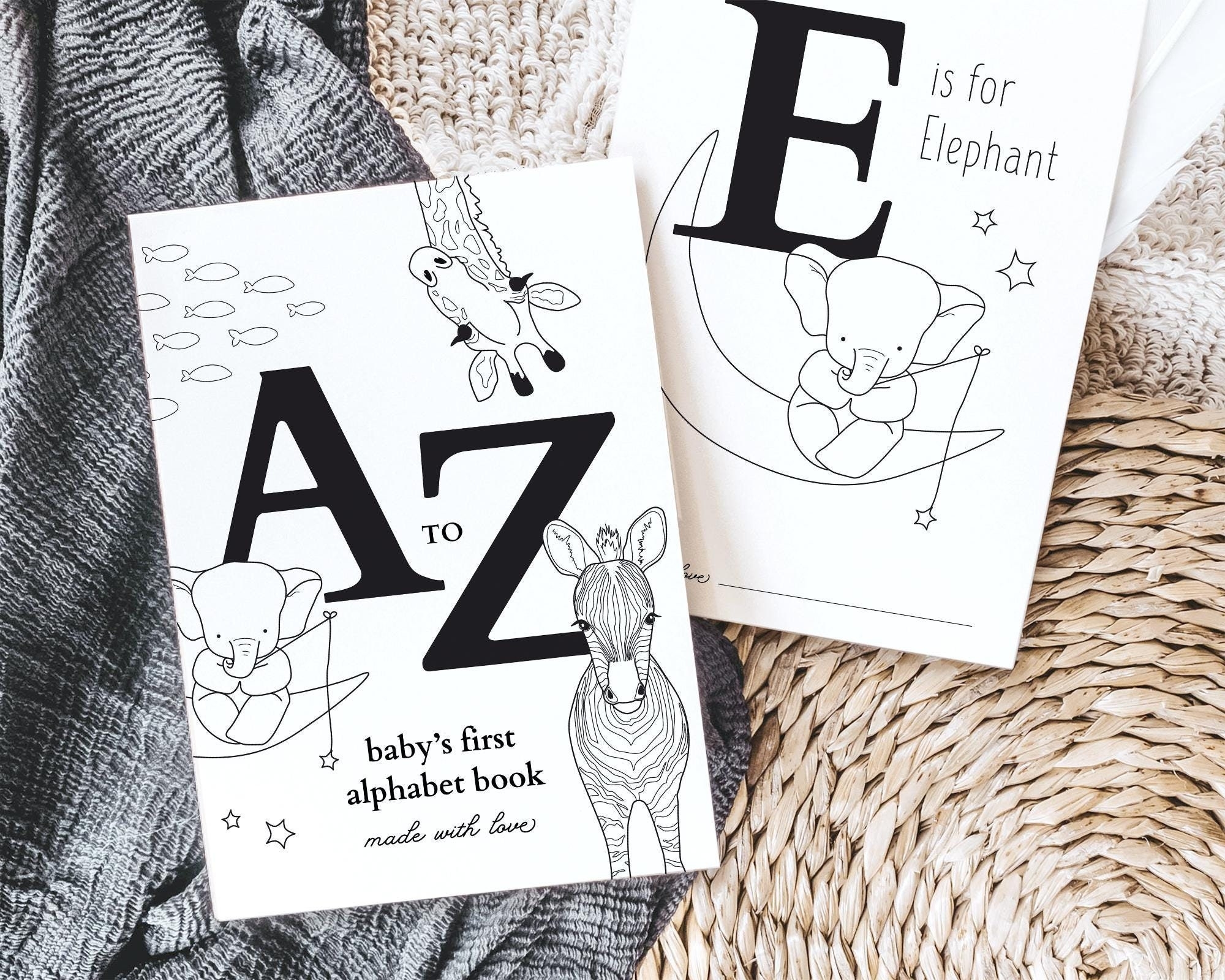 Printable ABC Baby Shower Coloring Book Animal Alphabet Activity Pages Fun Baby Shower Game For Keepsake Etsy