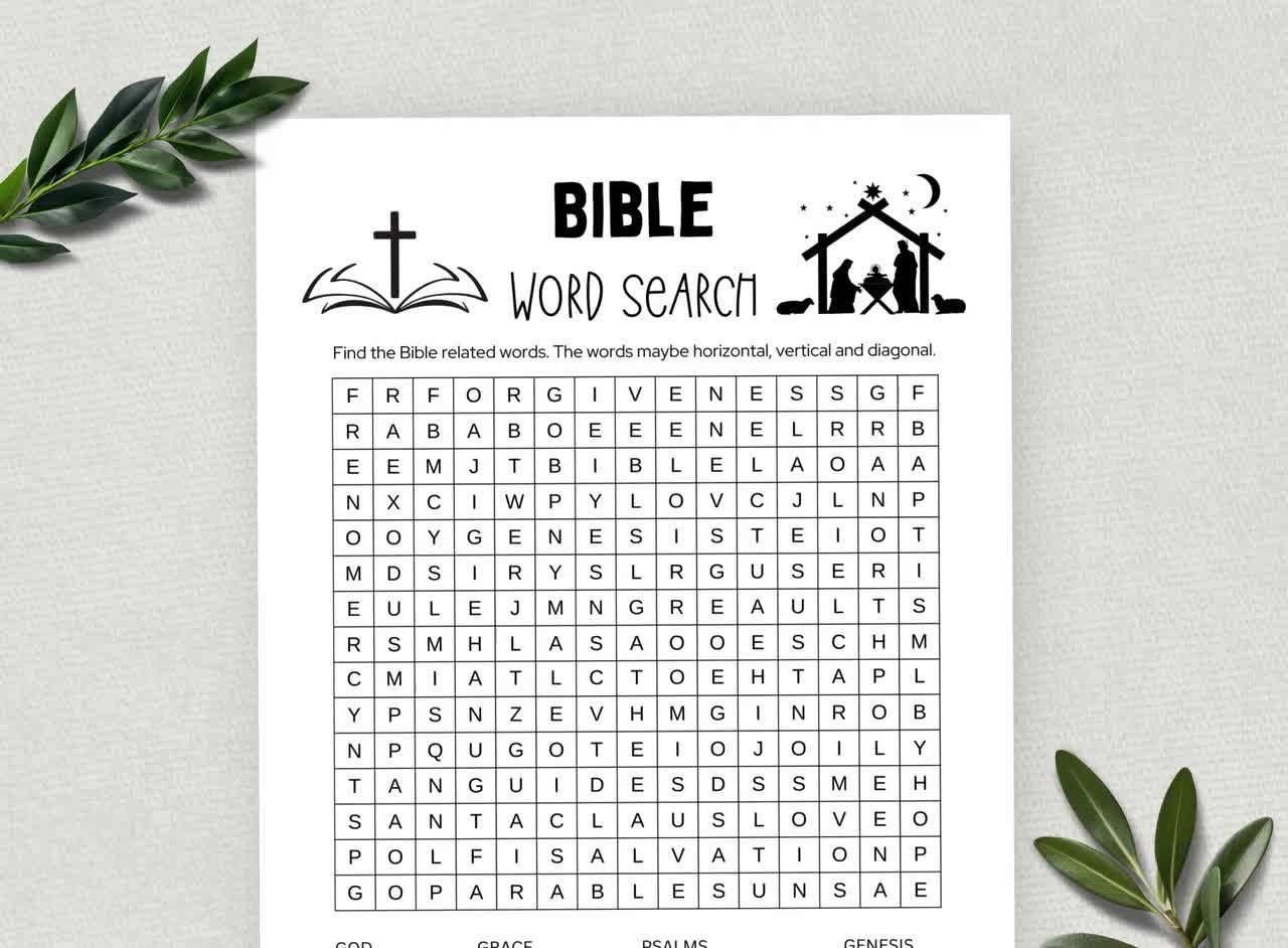 Printable Bible Word Search Word Search Game Fun Christian Youth Group Game Sunday School Church Study Activity For Kids And Adults Etsy UK