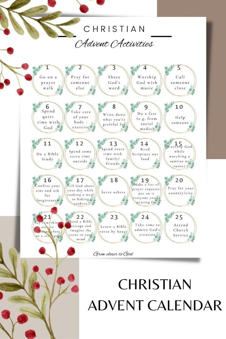 Printable Christian Advent Calendar Religious Countdown To Christmas Daily Bible Verse Activities