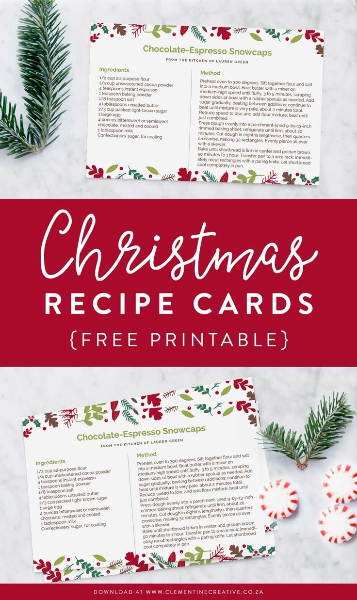 Printable Christmas Recipe Card Editable PDF Template 
