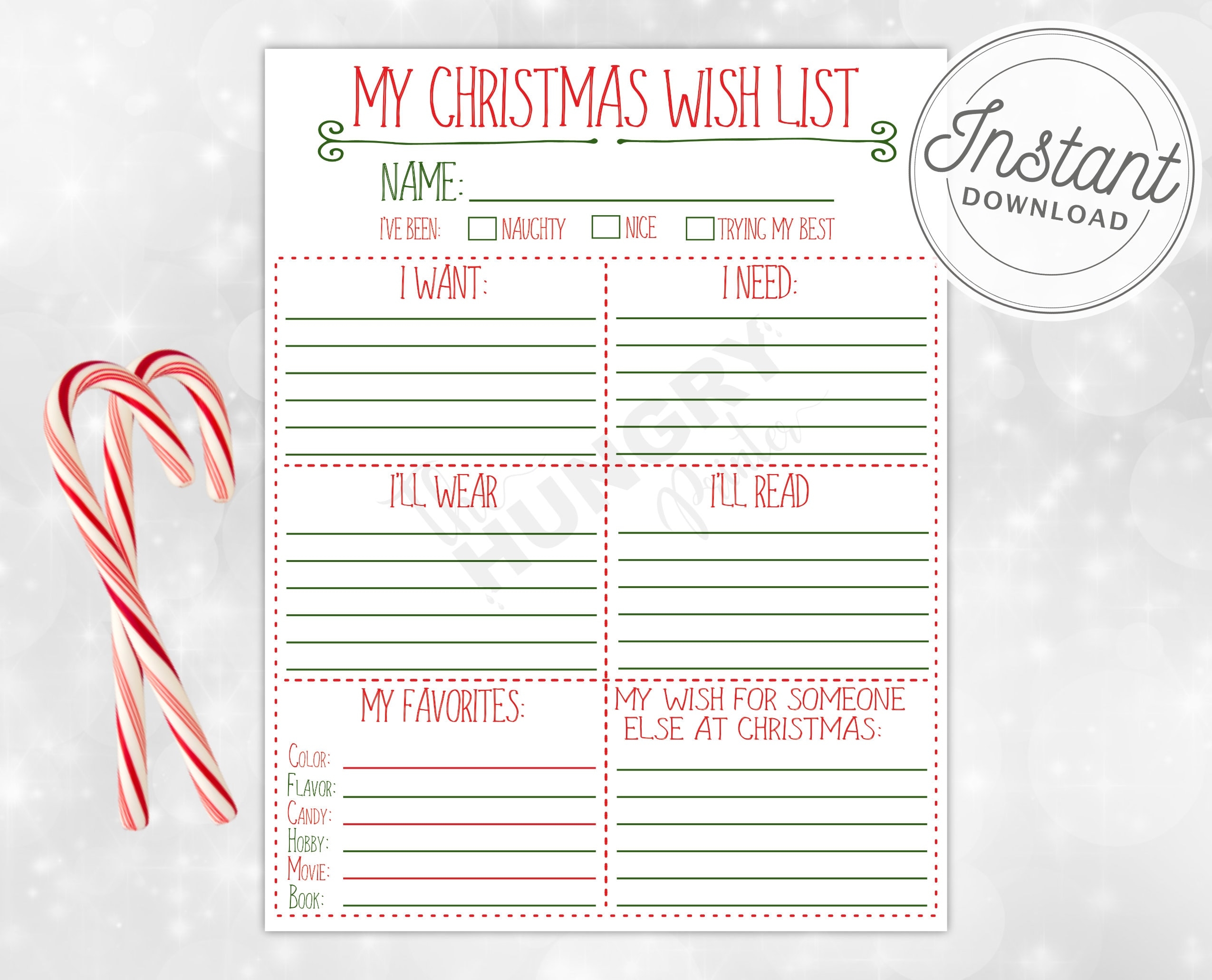 Printable Christmas Wish List My Christmas Wish List instant Download Christmas Kids Holiday Wish List Etsy UK