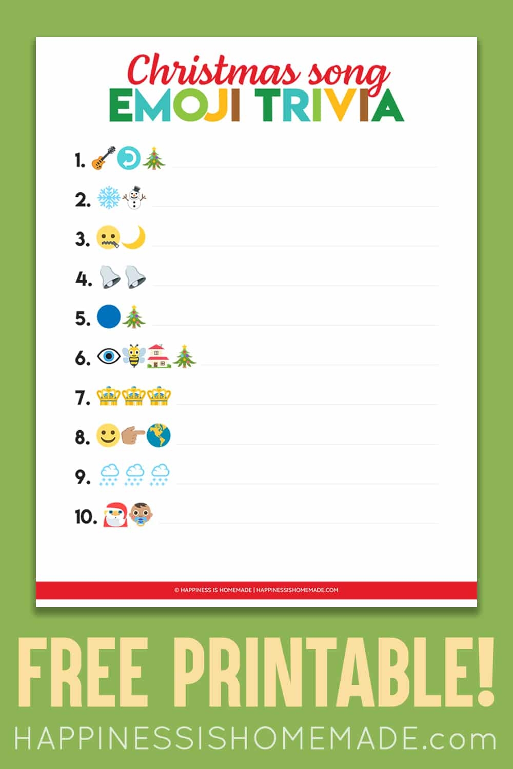 Printable Emoji Christmas Songs Game Happiness Is Homemade Printable Emoji Christmas Songs Game Happiness Is Homemade