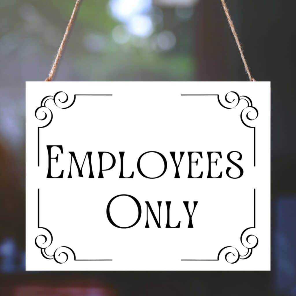 Printable Employees Only Sign Printable Party Favors