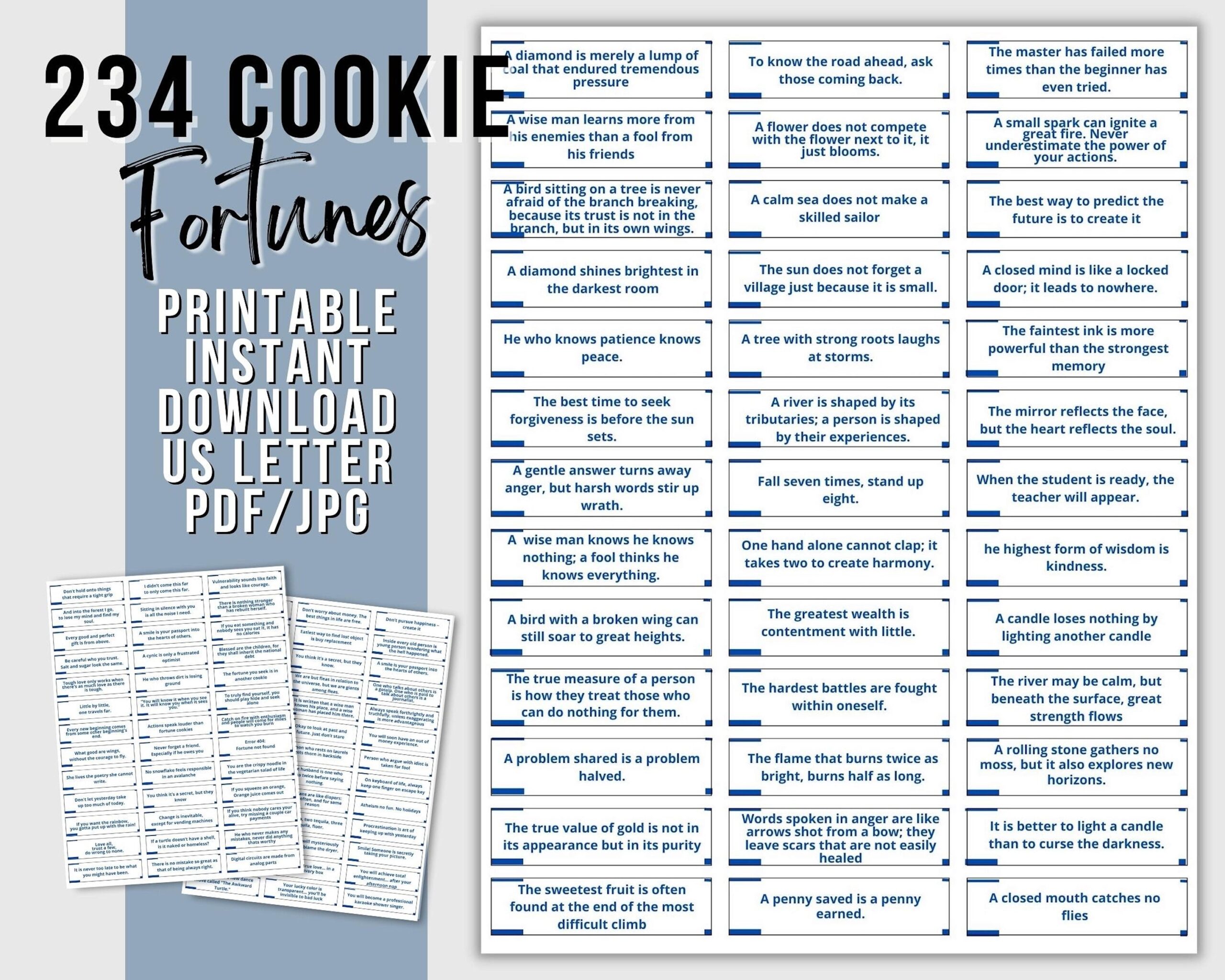 Printable Fortunes For DIY Fortune Cookie Custom Party Favors Chinese Fortune Funny Fortunes Inspirational Notes Funny Fortunes Etsy UK