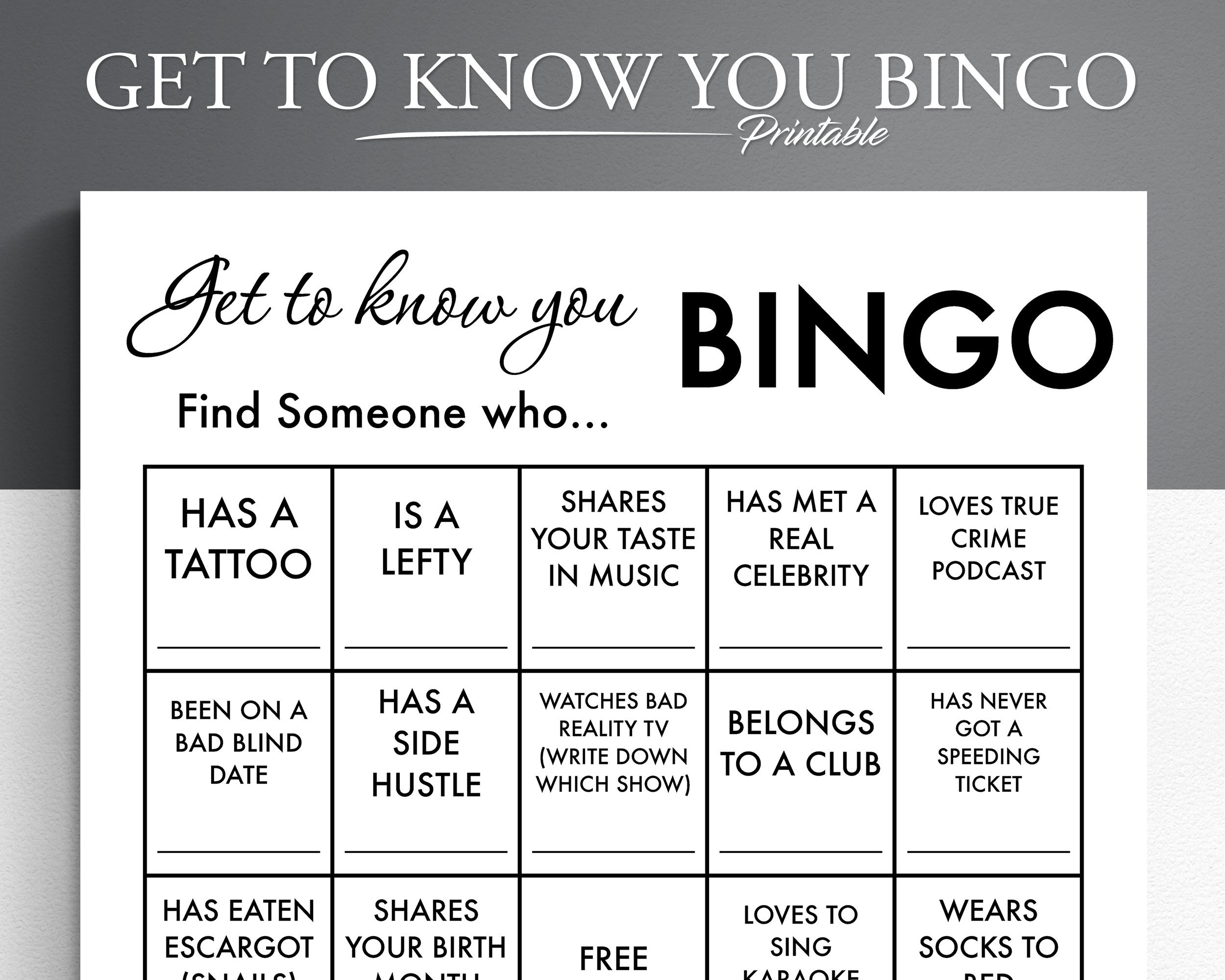 Printable Get To Know You Bingo Game 1 Page Bingo Ice Breaker Game People Bingo Human Bingo Office Party Game Mingle Bingo Etsy Canada