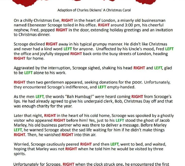 Printable Left Right Christmas Game Story Of Scrooge